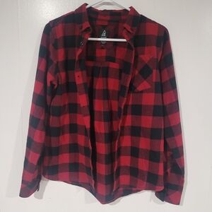 Boy's Rip Zone 100% Cotton Red and Black Plaid Flannel Shirt Size XL